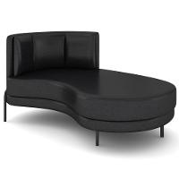 Chaise Longue Divã 164cm Braço Esquerdo Logus D06 Sintético Preto - Mpozenato - 1