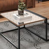 Mesa De Centro Com Espelho Pés Metálicos Estilo Industrial Loft D09 Demolição-preto - Mpozenato - 2