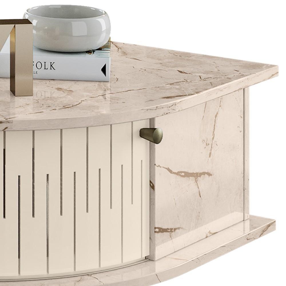 Mesa De Centro Moderna Para Sala 90cm Indy M01 Calacata-off White - Mpozenato - 3