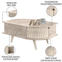 Mesa De Centro Moderna Para Sala 90cm Indy M01 Calacata-off White - Mpozenato