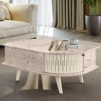 Mesa De Centro Moderna Para Sala 90cm Indy M01 Calacata-off White - Mpozenato - 7