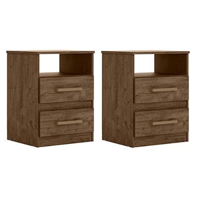 Kit 2 Mesas De Cabeceira Ares M07 Flex Castanho-avelã-baunilha - Mpozenato