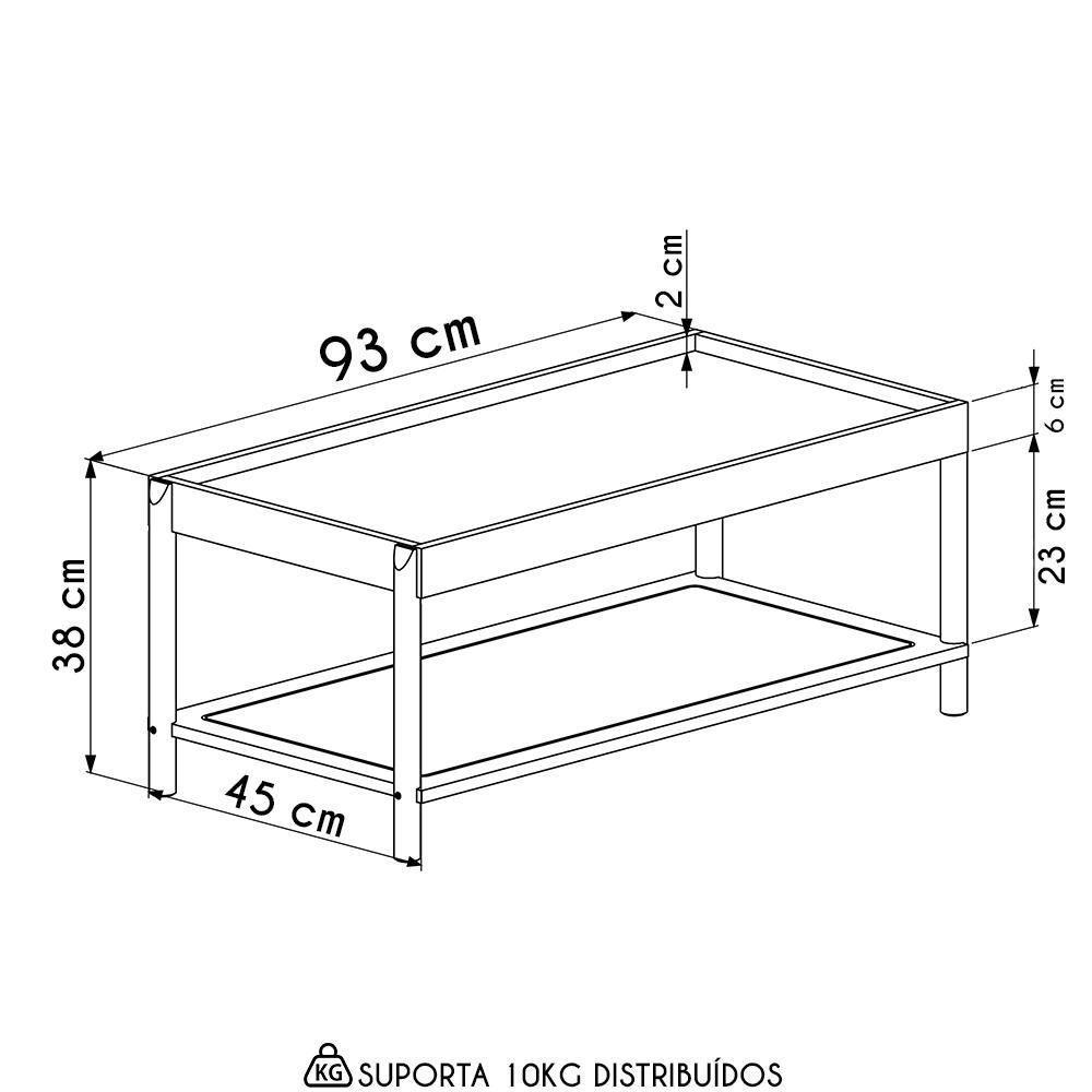 Mesa De Centro Para Sala Pés Madeira Arlo A10 Hanover - Mpozenato - 4