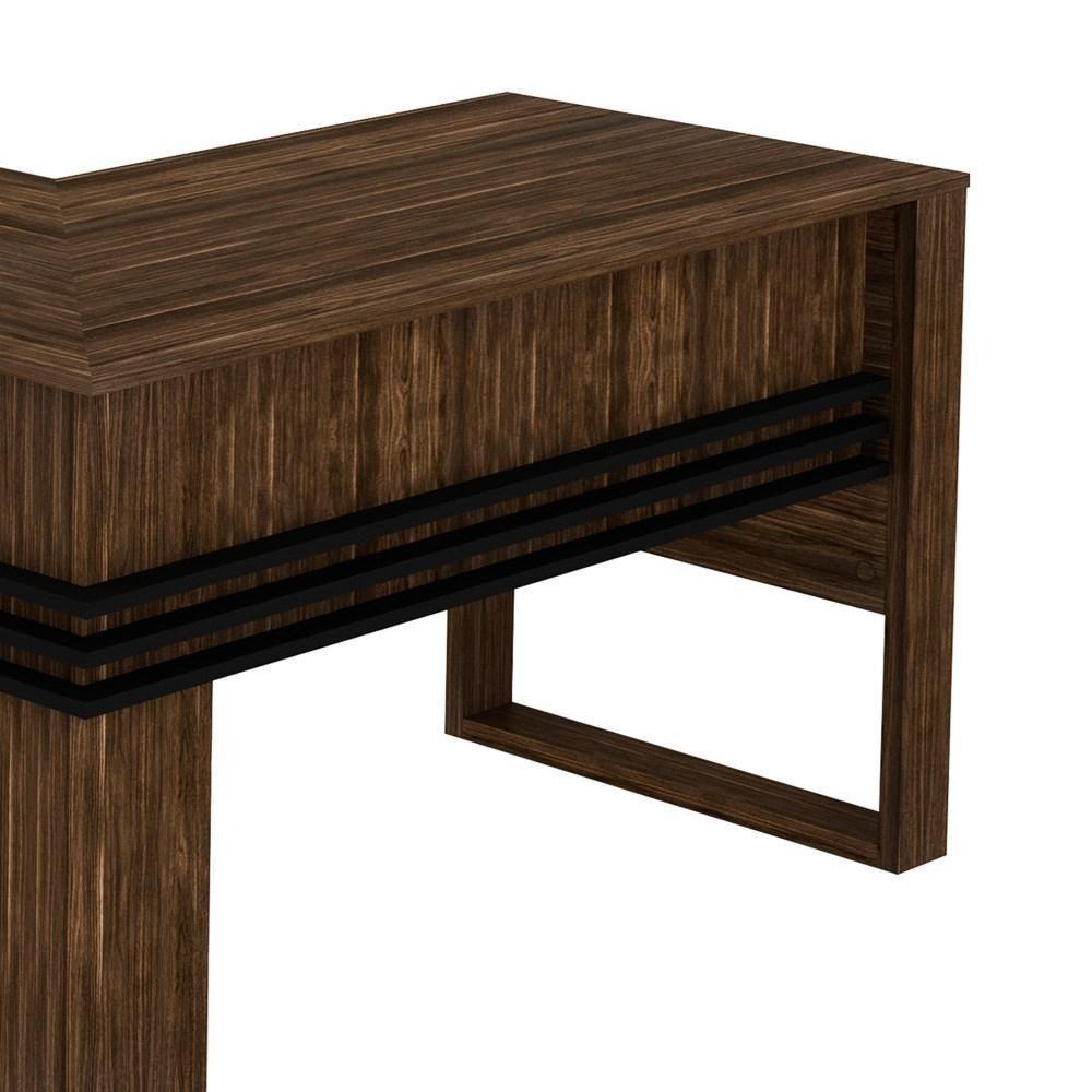 Mesa Para Escritório Em L Me4145 Nogal-preto - Tecno Mobili - 3