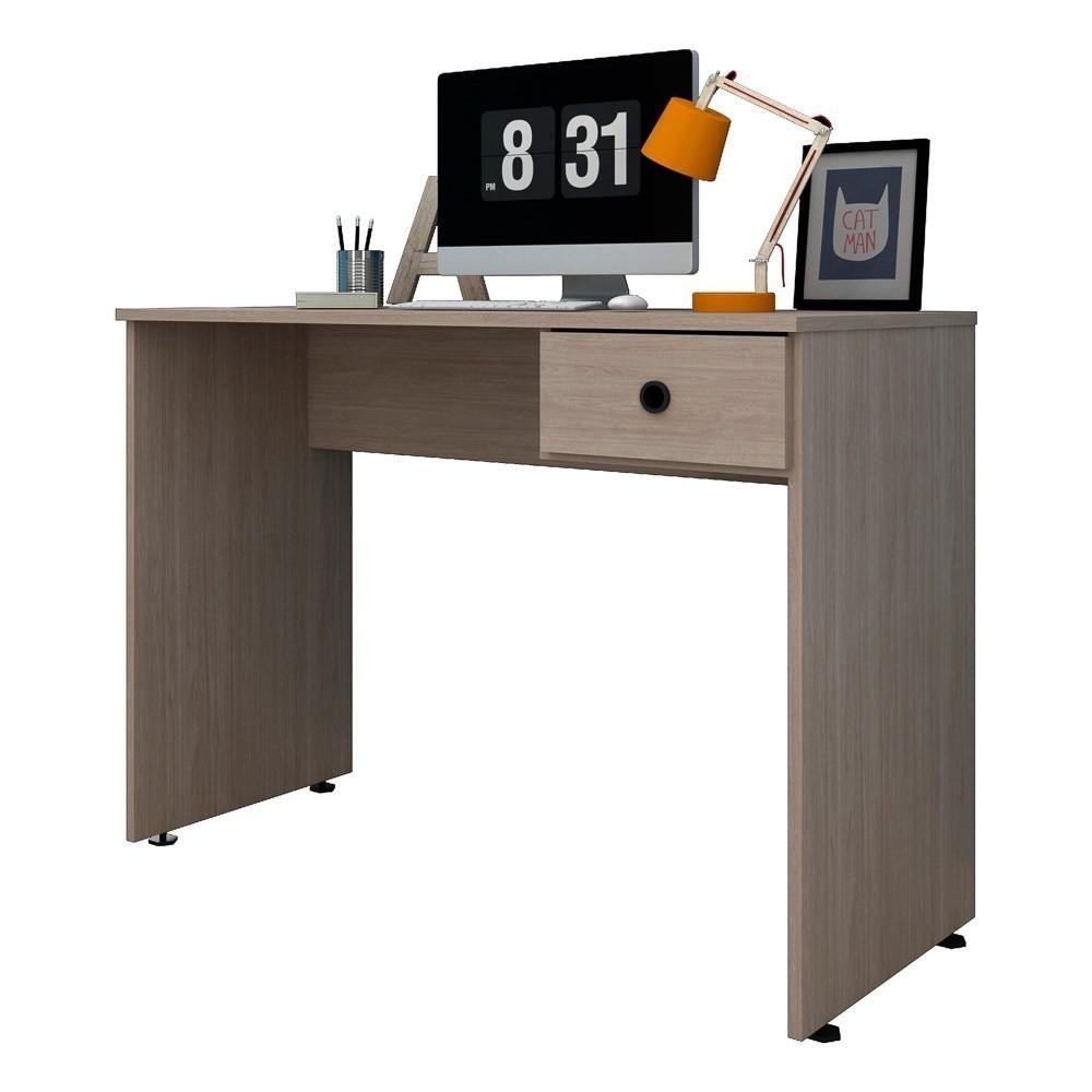 Mesa Para Computador Notebook Escrivaninha 101cm Dubai L03 Carvalho Bruma - Mpozenato - 1