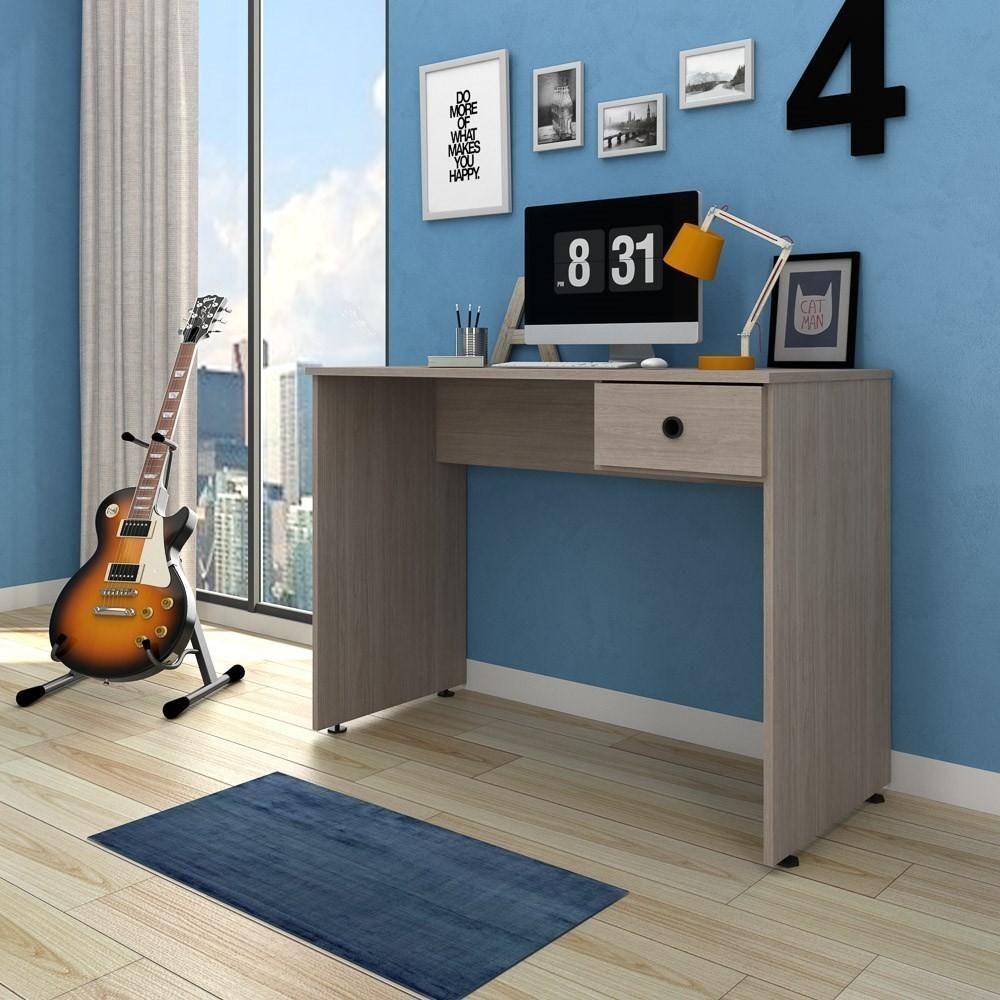 Mesa Para Computador Notebook Escrivaninha 101cm Dubai L03 Carvalho Bruma - Mpozenato - 2