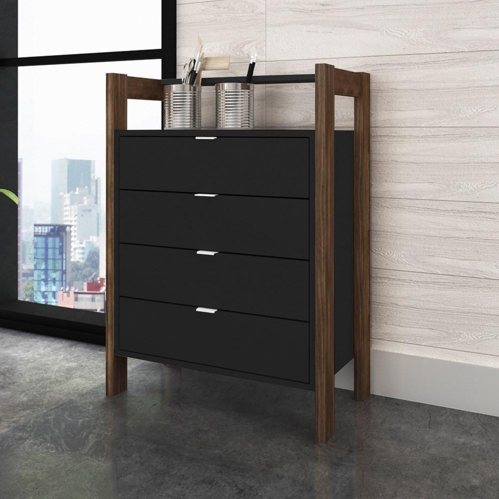 Gaveteiro 4 Gavetas Az1012 Preto-nogal - Tecno Mobili - 2