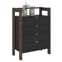 Gaveteiro 4 Gavetas Az1012 Preto-nogal - Tecno Mobili - 1