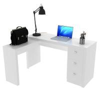 Mesa Em L Para Escritório 3 Gavetas Me4101 Branco - Tecno Mobili - 1