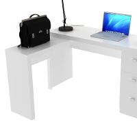 Mesa Em L Para Escritório 3 Gavetas Me4101 Branco - Tecno Mobili - 3