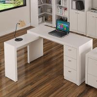 Mesa Em L Para Escritório 3 Gavetas Me4101 Branco - Tecno Mobili - 5