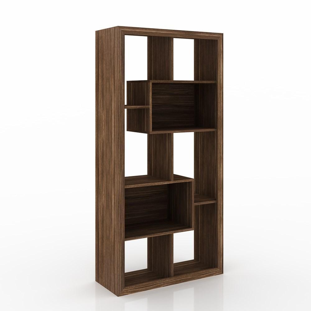 Estante Livreiro Multiuso Com Nichos E1712 Nogal - Tecno Mobili - 1
