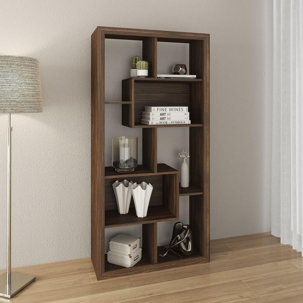 Estante Livreiro Multiuso Com Nichos E1712 Nogal - Tecno Mobili - 2