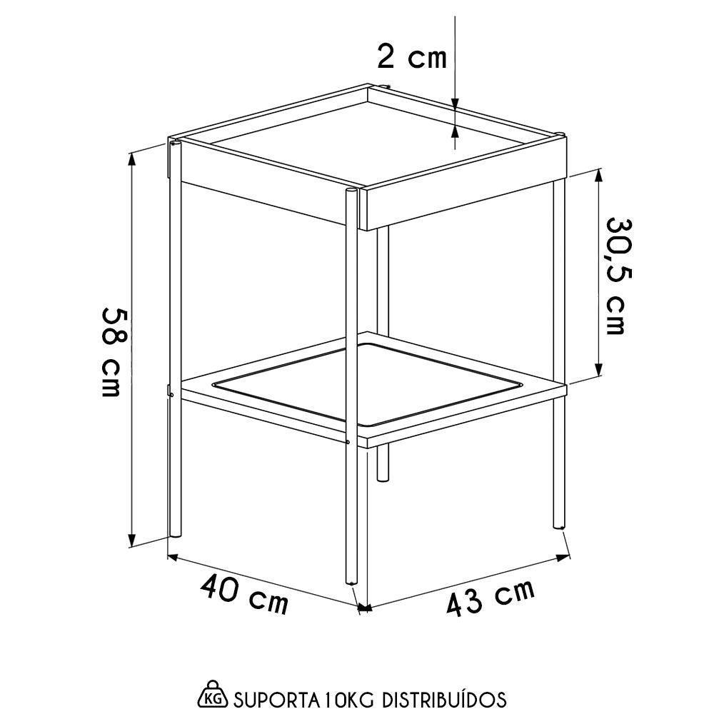 Mesa Lateral Com Prateleira Pé Metal Arlo A10 Hanover-dourado - Mpozenato - 4
