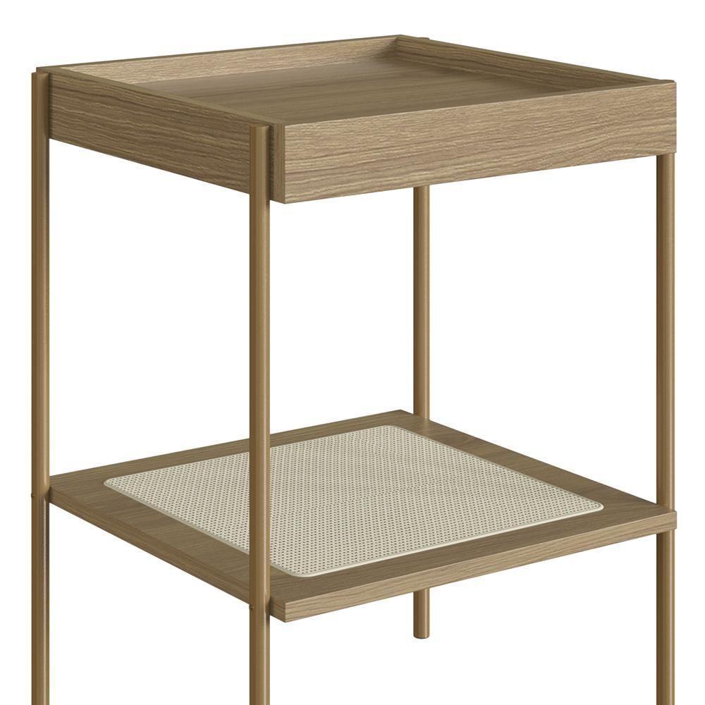 Mesa Lateral Com Prateleira Pé Metal Arlo A10 Hanover-dourado - Mpozenato - 6