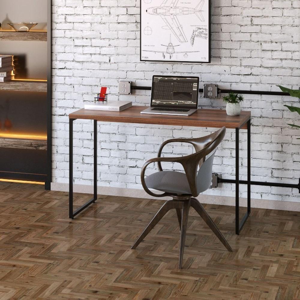 Mesa De Escritório Escrivaninha 120cm Dynamica Industrial C08 Nogal - Mpozenato - 2