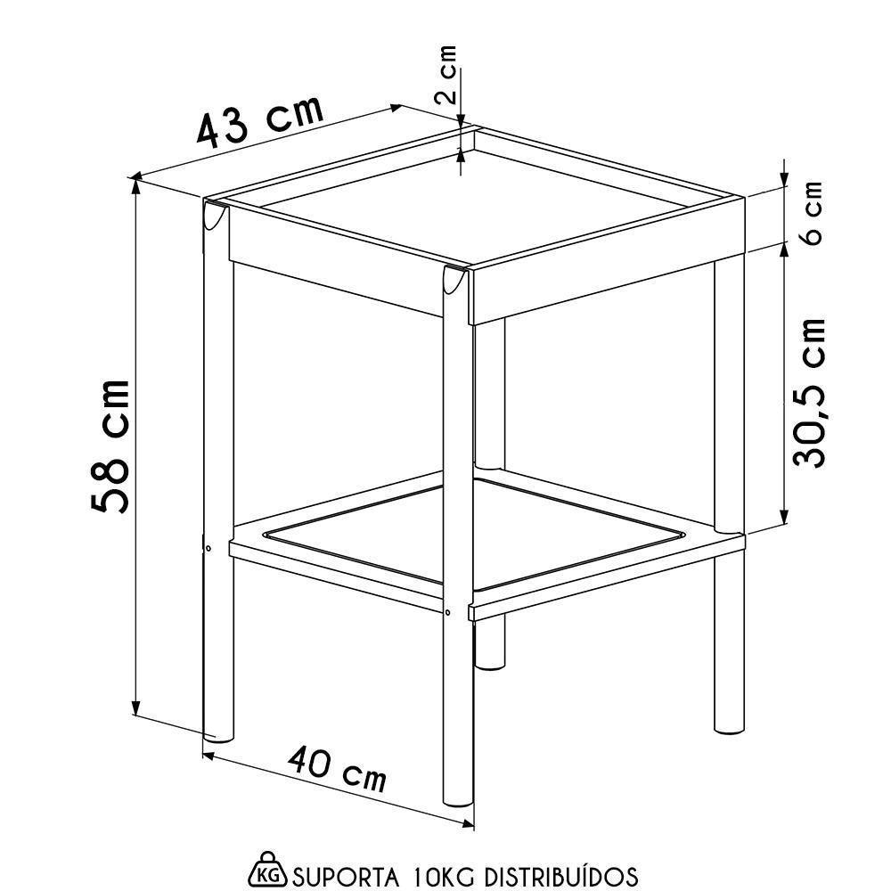 Mesa Lateral Com Prateleira Pés Madeira Arlo A10 Hanover - Mpozenato - 4