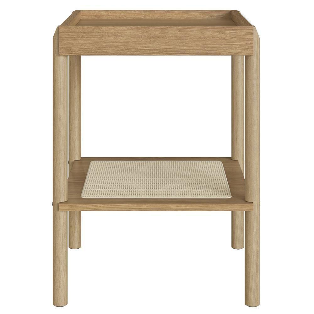 Mesa Lateral Com Prateleira Pés Madeira Arlo A10 Hanover - Mpozenato - 5