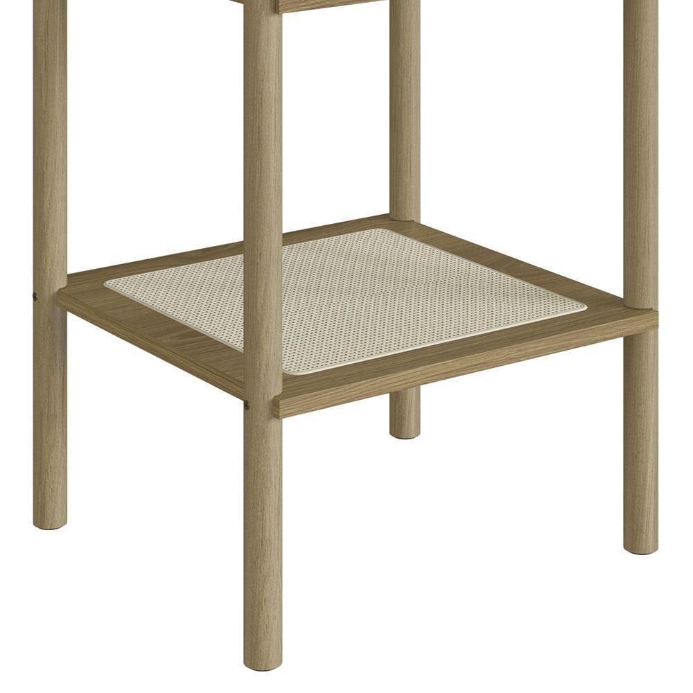 Mesa Lateral Com Prateleira Pés Madeira Arlo A10 Hanover - Mpozenato - 6