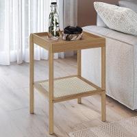 Mesa Lateral Com Prateleira Pés Madeira Arlo A10 Hanover - Mpozenato - 2