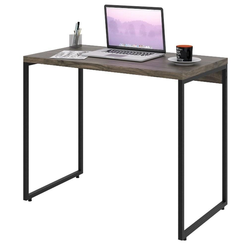 Mesa De Escritório Escrivaninha 90cm Dynamica Industrial C08 Carvalho Dark - Mpozenato - 1