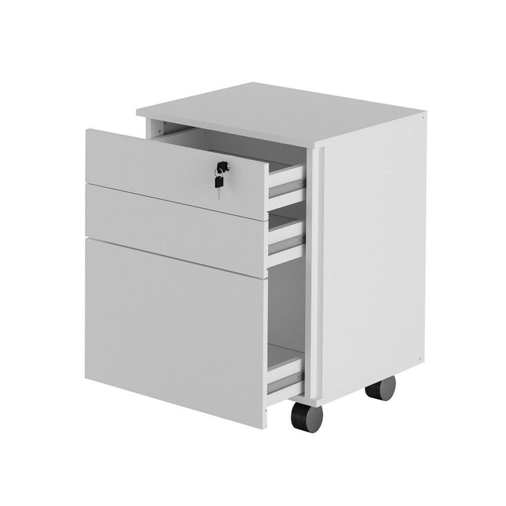 Gaveteiro 3 Gavetas Com Rodízios Me4148 Branco - Tecno Mobili - 4