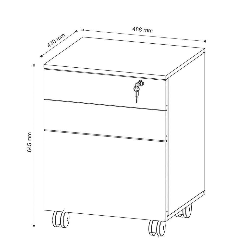 Gaveteiro 3 Gavetas Com Rodízios Me4148 Branco - Tecno Mobili - 6