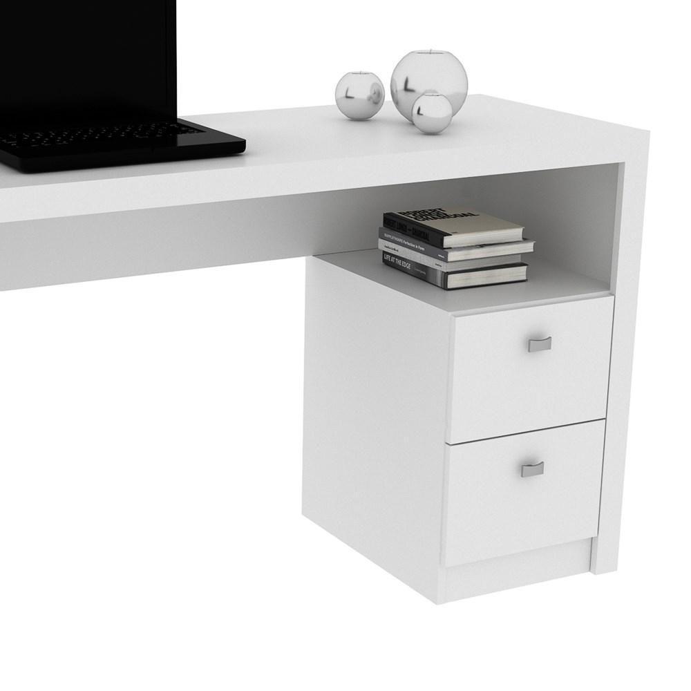 Mesa Para Computador Escrivaninha 2 Gavetas Me4130 Branco - Tecno Mobili - 4