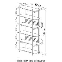 Estante Industrial 6 Prateleiras Pés Madeira Arlo A10 Hanover - Mpozenato