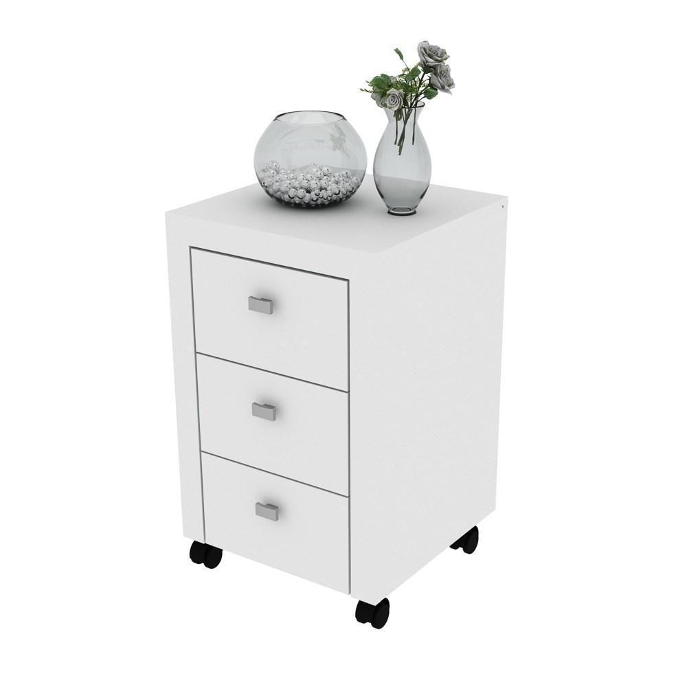 Gaveteiro 3 Gavetas Com Rodízios Me4108 Branco - Tecno Mobili - 1