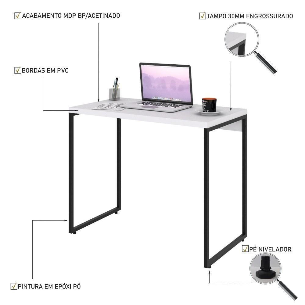 Mesa De Escritório Escrivaninha 90cm Dynamica Industrial C08 Branco Chess - Mpozenato - 3
