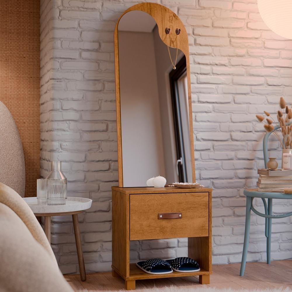 Toucador Penteadeira Com Espelho 1 Gaveta Organic Freijó - Ej Móveis - 2