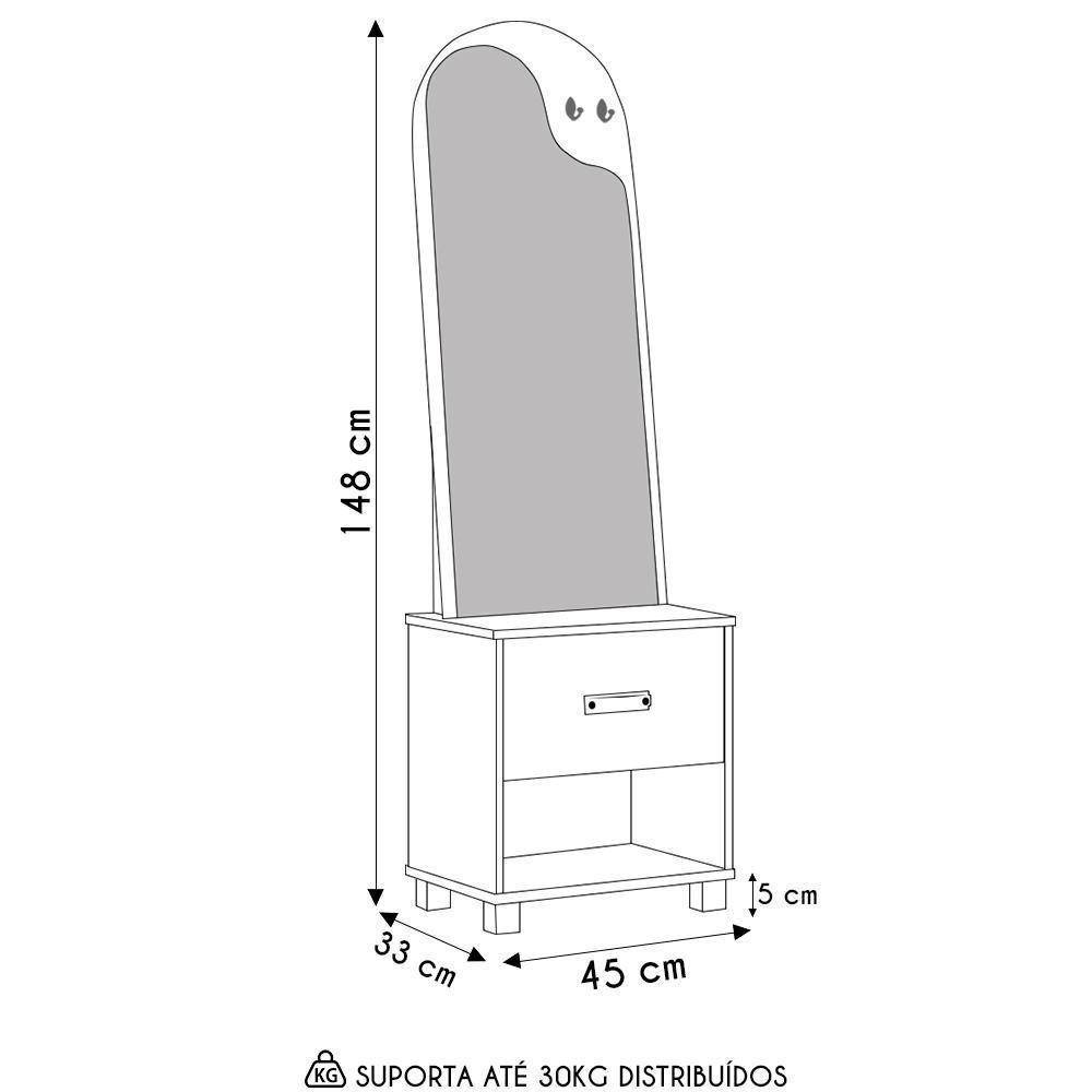 Toucador Penteadeira Com Espelho 1 Gaveta Organic Freijó - Ej Móveis - 4