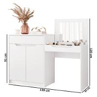 Penteadeira Escrivaninha Com Espelho 2 Portas 1 Gaveta Bent A02 Branco Fosco - Mpozenato