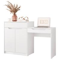 Penteadeira Escrivaninha Com Espelho 2 Portas 1 Gaveta Bent A02 Branco Fosco - Mpozenato - 6