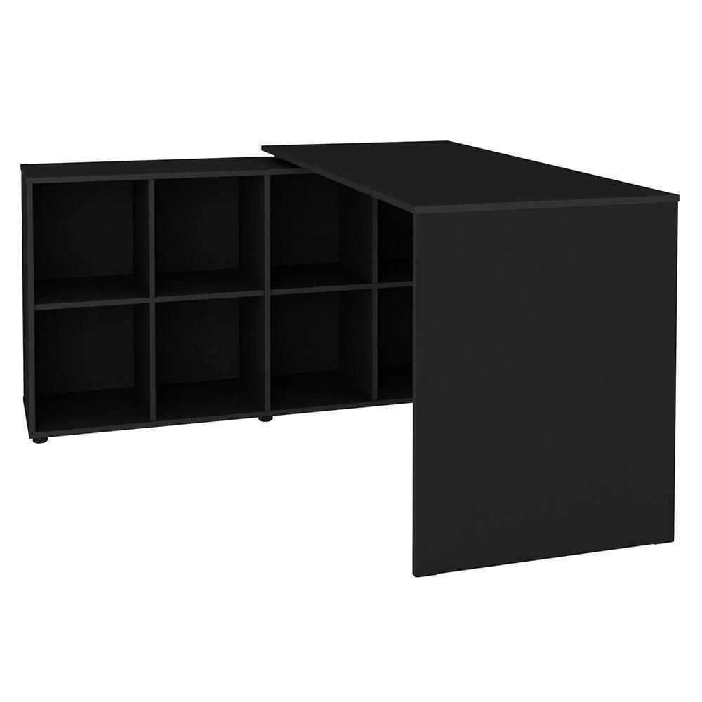 Mesa Escrivaninha Em L 140x130cm 8 Nichos Eron A06 Preto - Mpozenato - 10