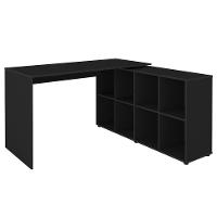 Mesa Escrivaninha Em L 140x130cm 8 Nichos Eron A06 Preto - Mpozenato - 1