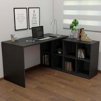 Mesa Escrivaninha Em L 140x130cm 8 Nichos Eron A06 Preto - Mpozenato - 2