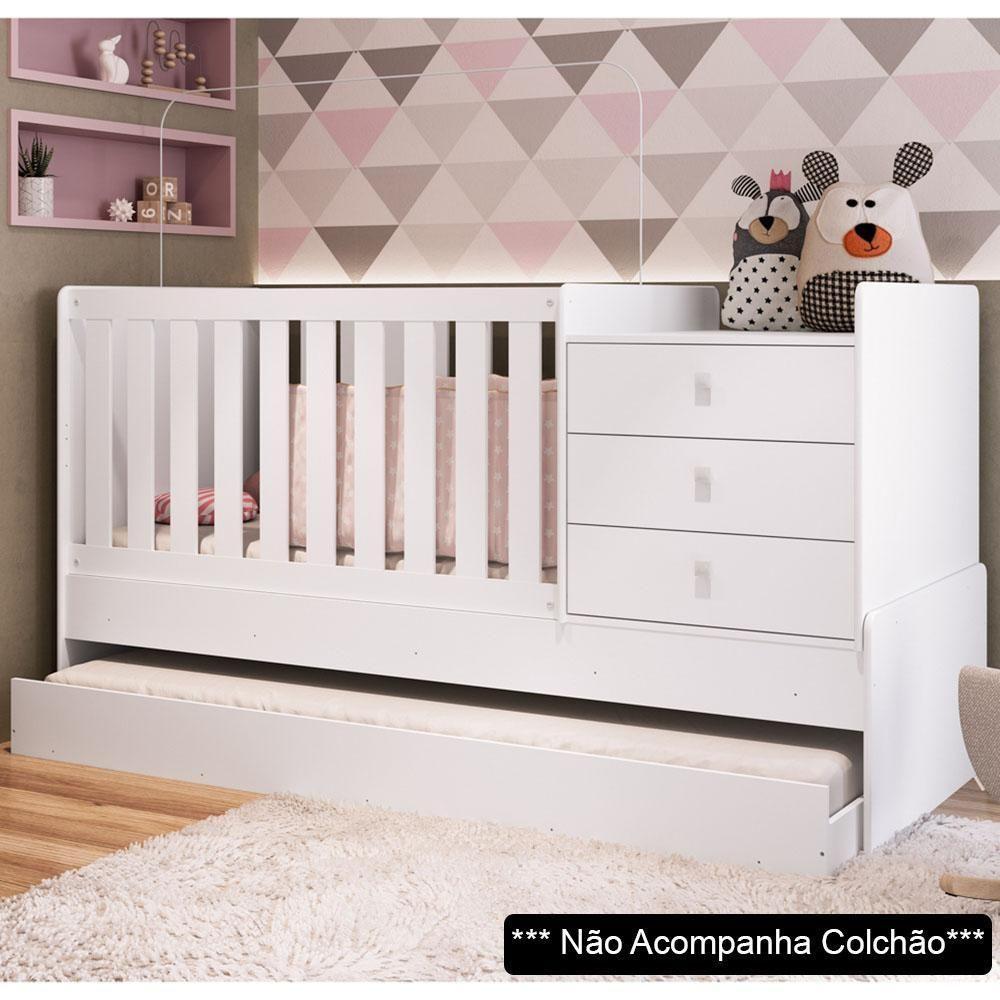 Berço Mini Cama Com Auxiliar Certificado Pelo Inmetro Bb690 Branco - Completa Móveis - 2