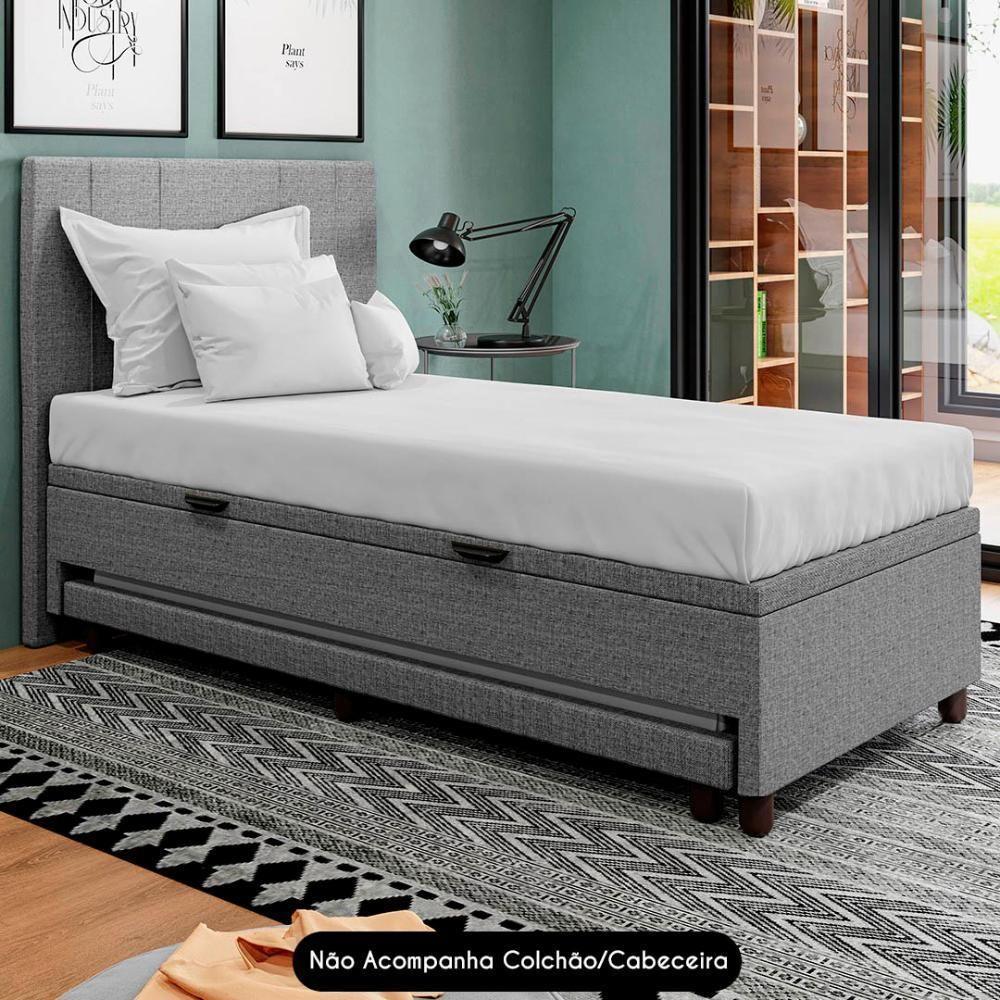 Bicama Box Baú Solteirão 96x188 Cm Samy S05 Linho Cinza - Mpozenato - 2