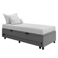 Bicama Box Baú Solteirão 96x188 Cm Samy S05 Linho Cinza - Mpozenato - 1