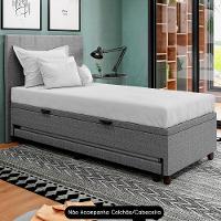 Bicama Box Baú Solteirão 96x188 Cm Samy S05 Linho Cinza - Mpozenato - 2