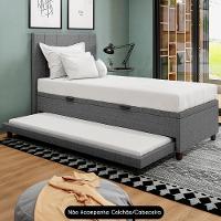 Bicama Box Baú Solteirão 96x188 Cm Samy S05 Linho Cinza - Mpozenato - 3