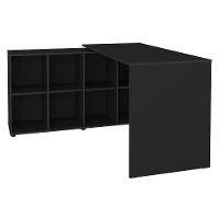 Mesa Escrivaninha Em L Eron E Estante Livreiro Stela A06 Preto - Mpozenato - 10