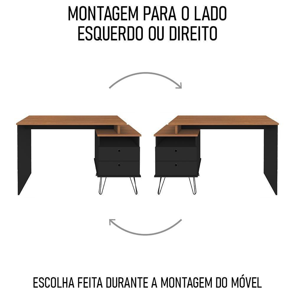 Mesa Escrivaninha Lux Industrial E Gaveteiro Com Rodízios Nil A06 Freijó-preto - Mpozenato - 6