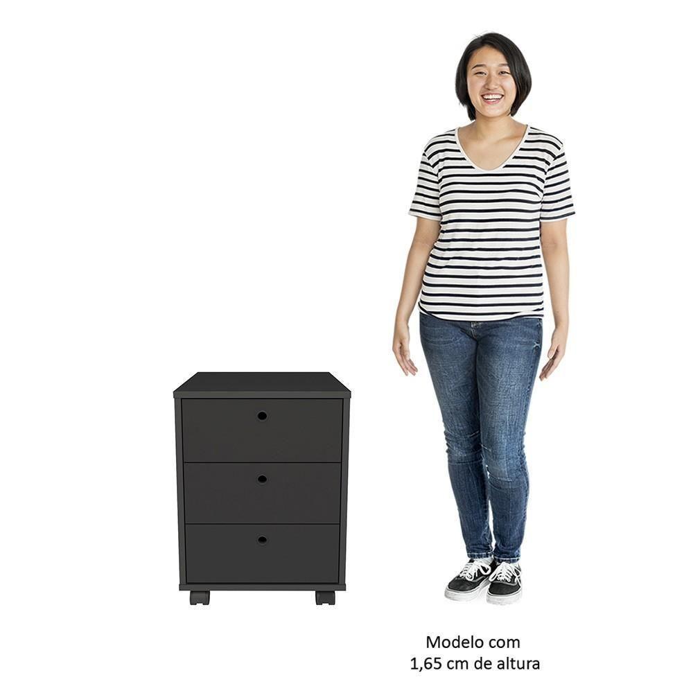 Mesa Escrivaninha Lux Industrial E Gaveteiro Com Rodízios Nil A06 Freijó-preto - Mpozenato - 8