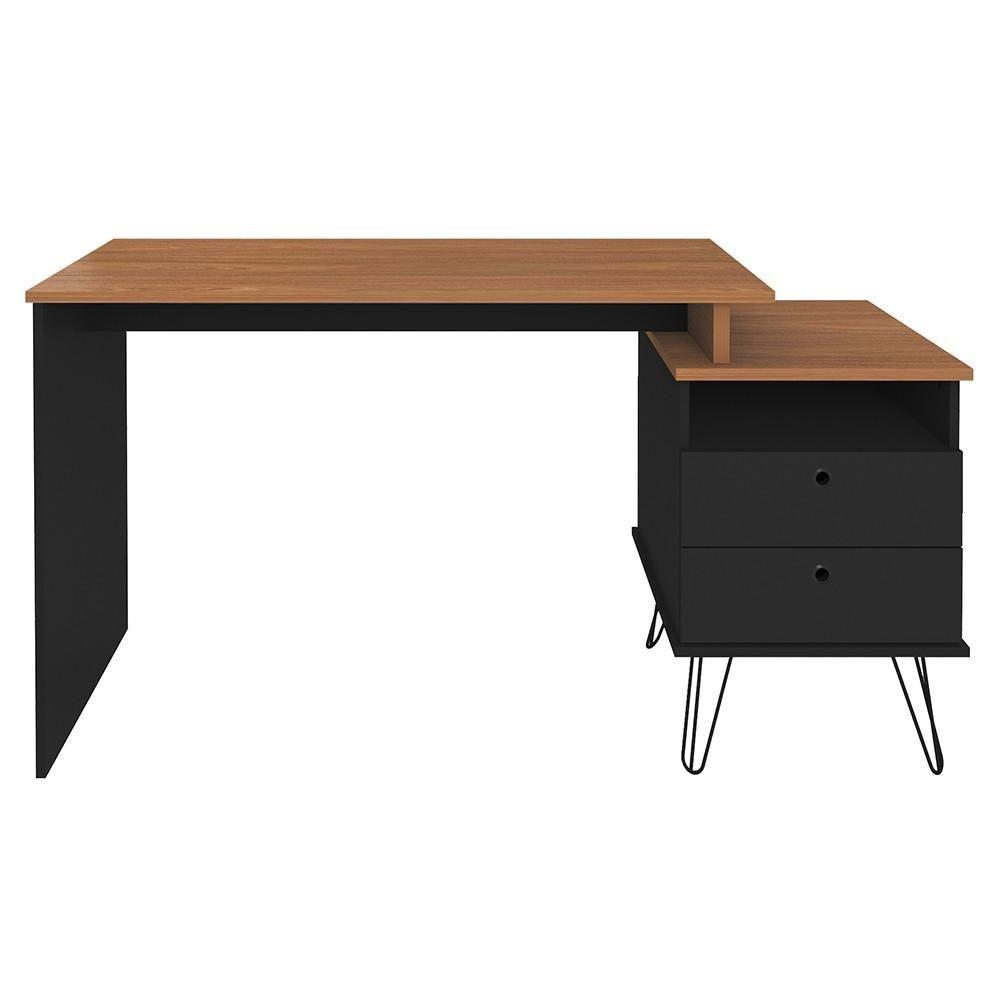 Mesa Escrivaninha Lux Industrial E Gaveteiro Com Rodízios Nil A06 Freijó-preto - Mpozenato - 9