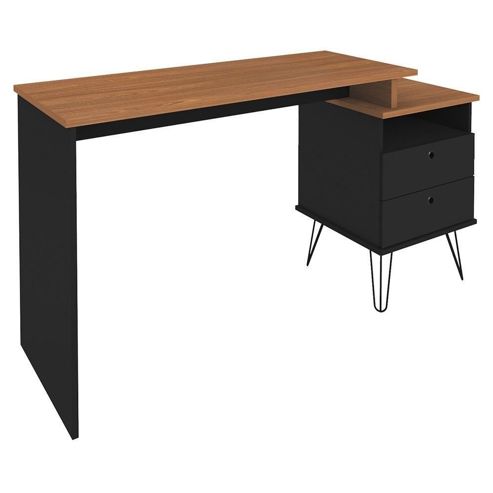 Mesa Escrivaninha Lux Industrial E Gaveteiro Com Rodízios Nil A06 Freijó-preto - Mpozenato - 10