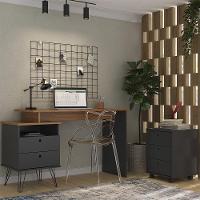 Mesa Escrivaninha Lux Industrial E Gaveteiro Com Rodízios Nil A06 Freijó-preto - Mpozenato - 2