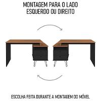 Mesa Escrivaninha Lux Industrial E Gaveteiro Com Rodízios Nil A06 Freijó-preto - Mpozenato - 6